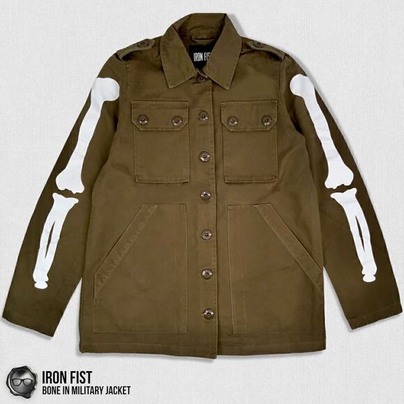 DOLLS KILL IRON FIST BONE IN MILITARY CHORE JACKET OLIVE GREEN WOMEN’S SIZE XS - Picture 15 of 15